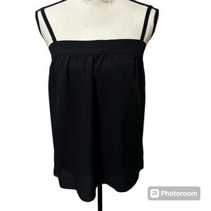 Vince spaghetti straps adjustable 100% silk lightweight flowy top black